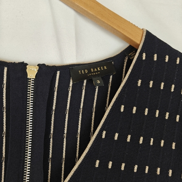 Ted Baker Maciiey Mini Knit Dress Metallic Detail Size 3 Ted 8-10 US - Picture 9 of 13